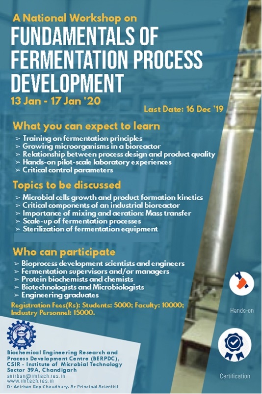 National workshop on Fundamentals of Fermentation process development
    