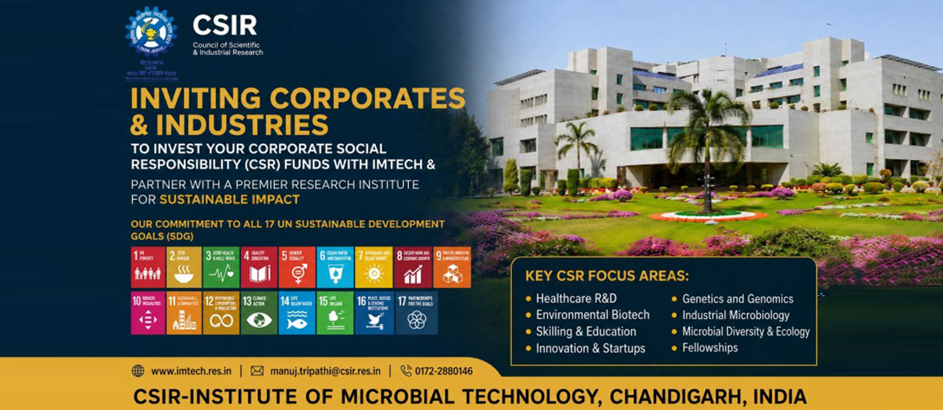 CSIR-IMTECH welcomes corporate to invest CSR funds in R&D activities of the Institute